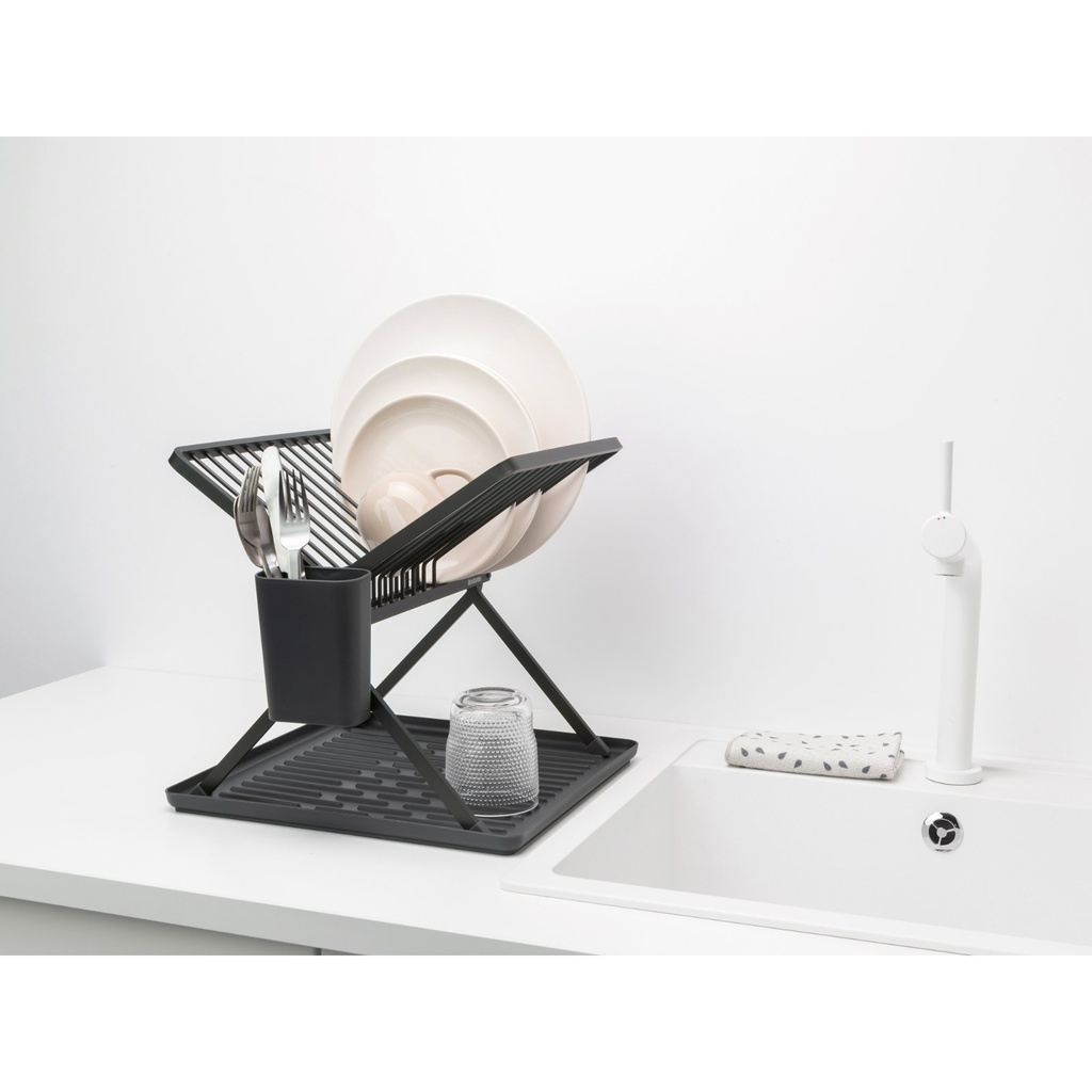 Afdruiprek inklapbaar compact sinkside Brabantia dark grey sfeer 2