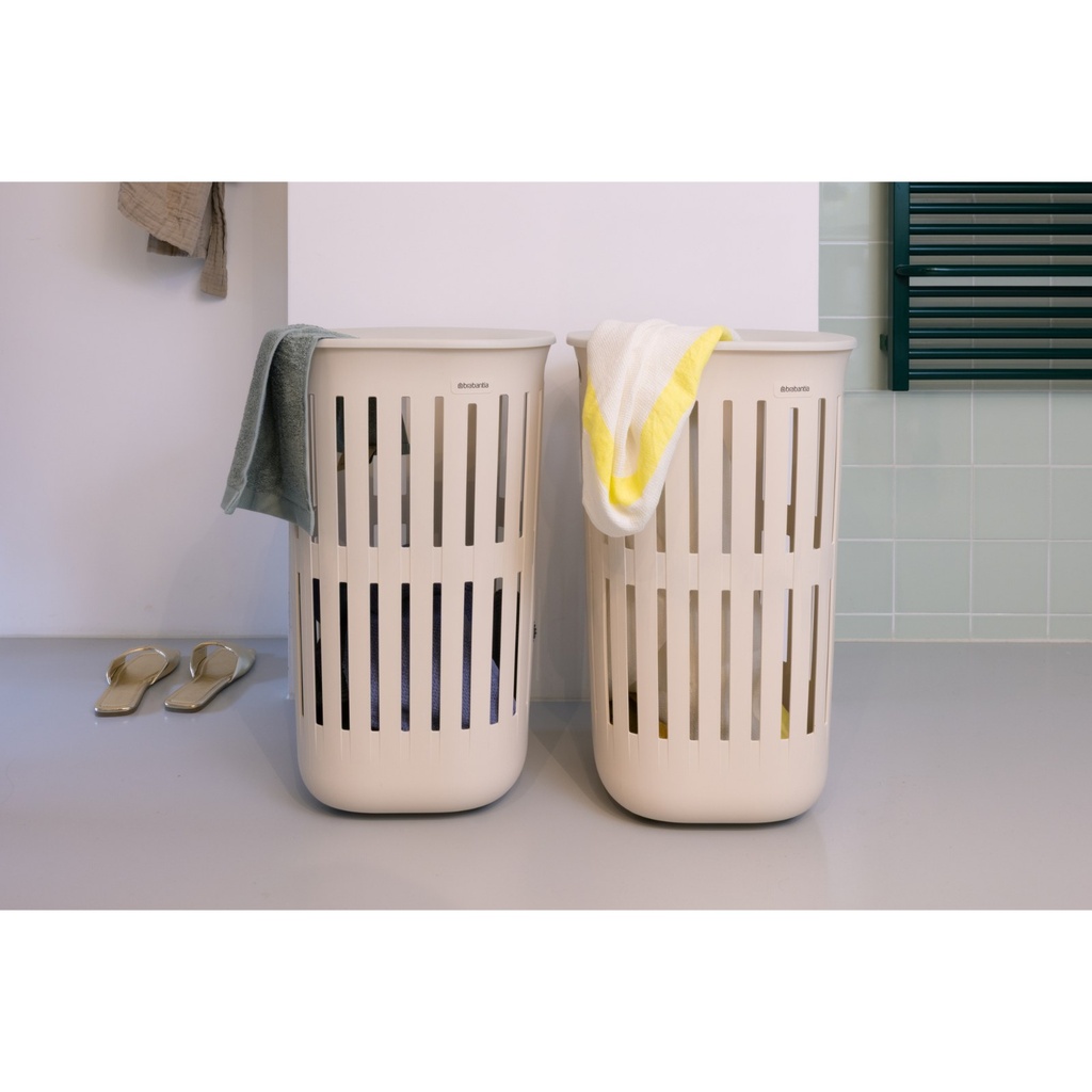 Wasmand m/deksel 55.0l collect-it Brabantia soft beige sfeer 3