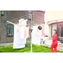 Droogmolen 50.0mtr lift-o-matic advance m/grondanker, beschermhoes en wasknijpertas Brabantia metallic grey sfeer 1