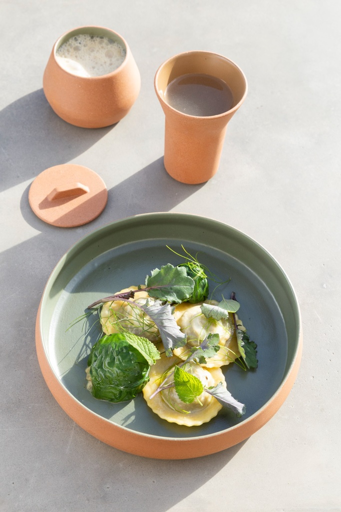 Deksel suikerpot Contre-Jour unglazed ochre Revol sfeer 1