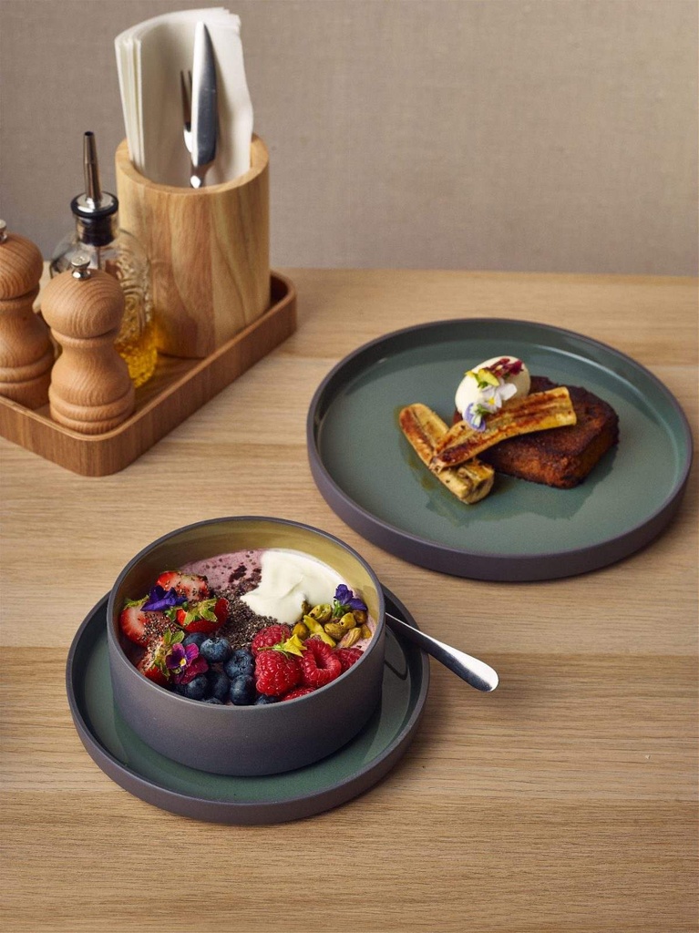 Bord walled 20.0cm Kava Green Genware sfeer 1