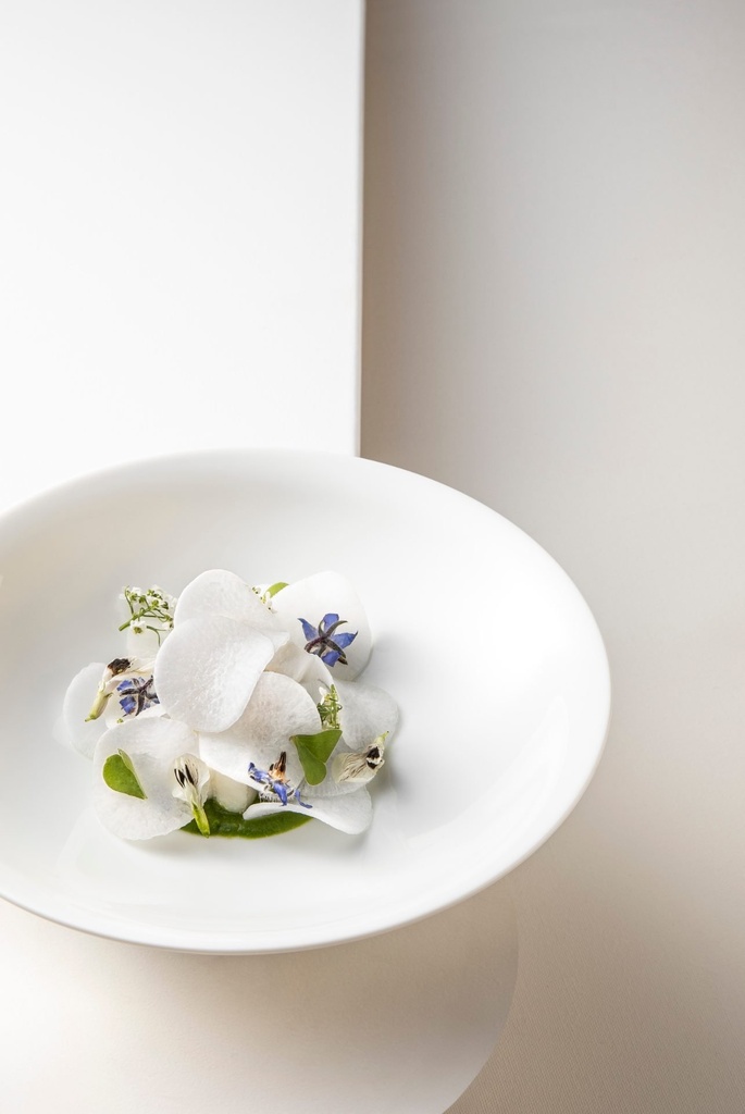 Bord plat coupe 14.0cm SD One white Guy Degrenne sfeer 3