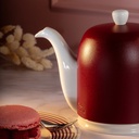 Theepot 100.0cl Salam white cloche burgundy Guy Degrenne sfeer 2