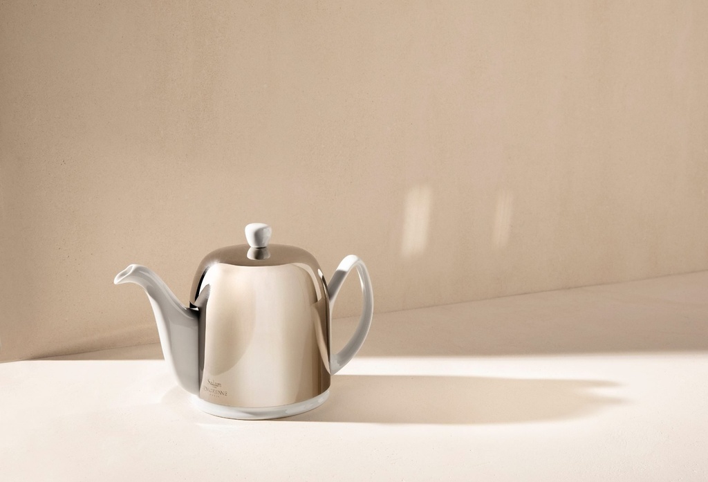Theepot 130.0cl Salam white cloche RVS spiegelglans Guy Degrenne sfeer 1