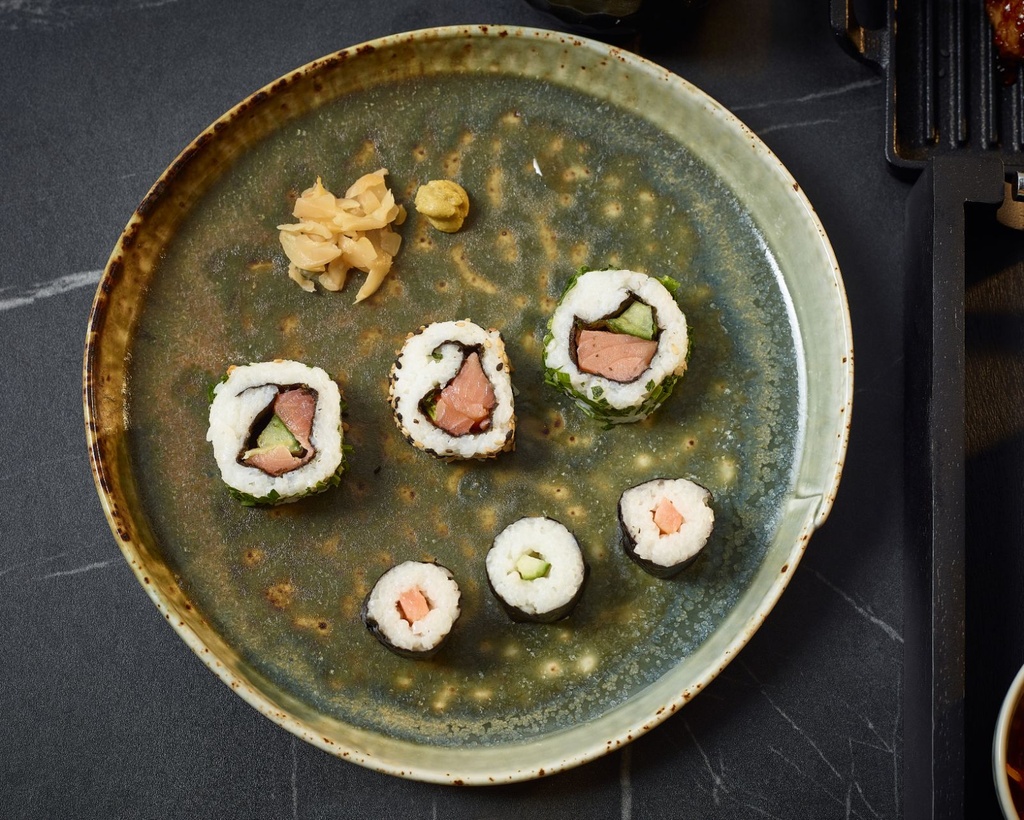 Bord plat coupe 22.8cm Kozo Midori Genware sfeer 1