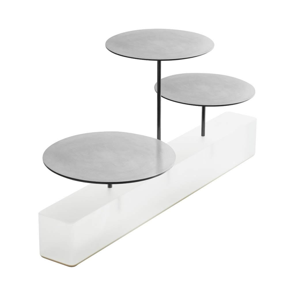 Etagere bricks rechthoek 3-laags 32.0x12.0x(h)16.0cm Mealplak Ice white RVS geborsteld zilver Revol
