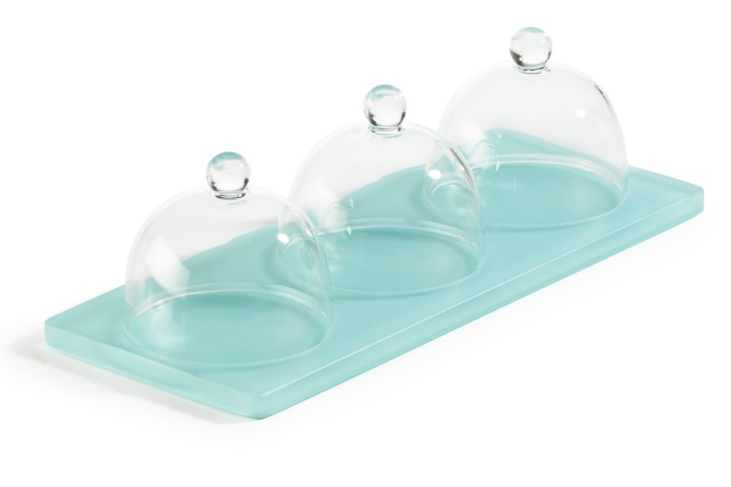 Serveerplateau met 3 cloches 25.0x9.0x(h)7.5cm Mealplak Sweety lagoon Revol