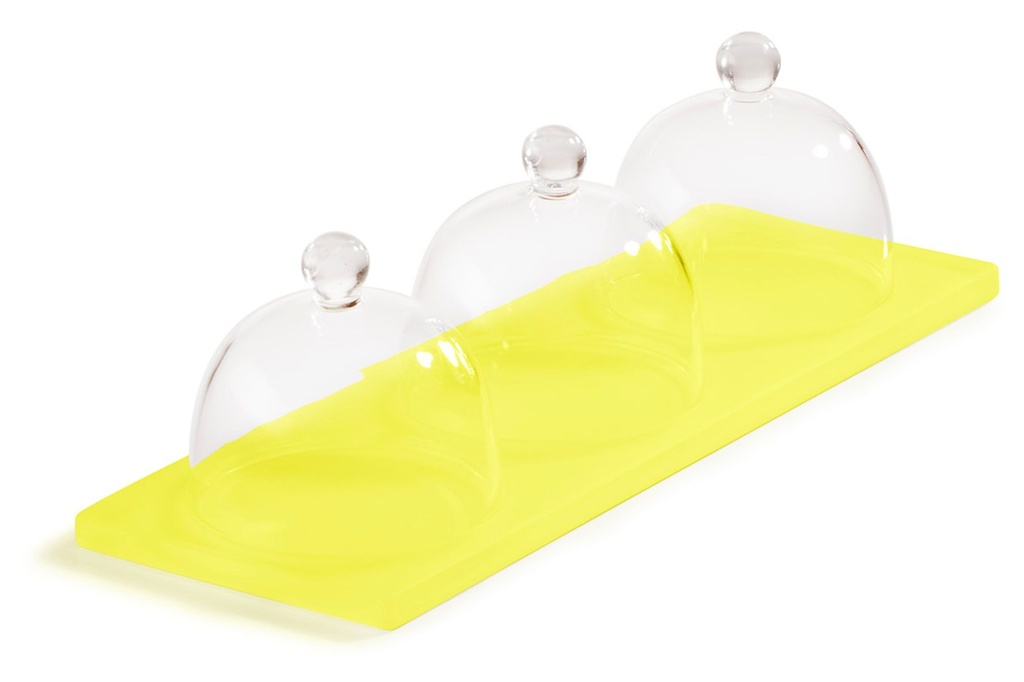 Serveerplateau met 3 cloches 25.0x9.0x(h)7.5cm Mealplak Sweety lemon Revol