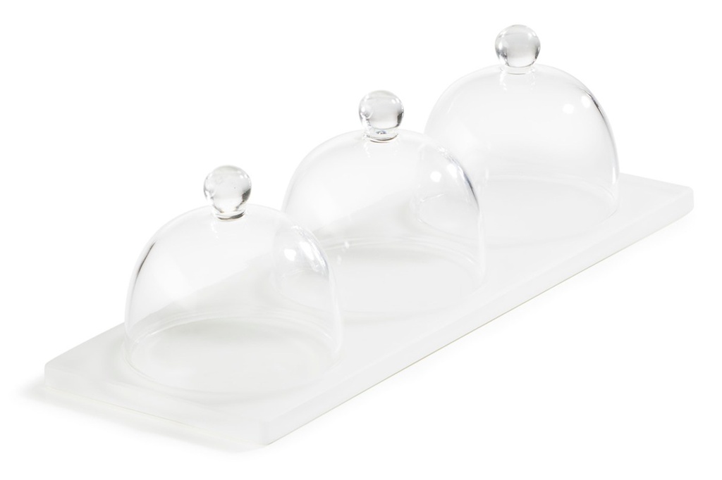 Serveerplateau met 3 cloches 25.0x9.0x(h)7.5cm Mealplak Sweety white Revol