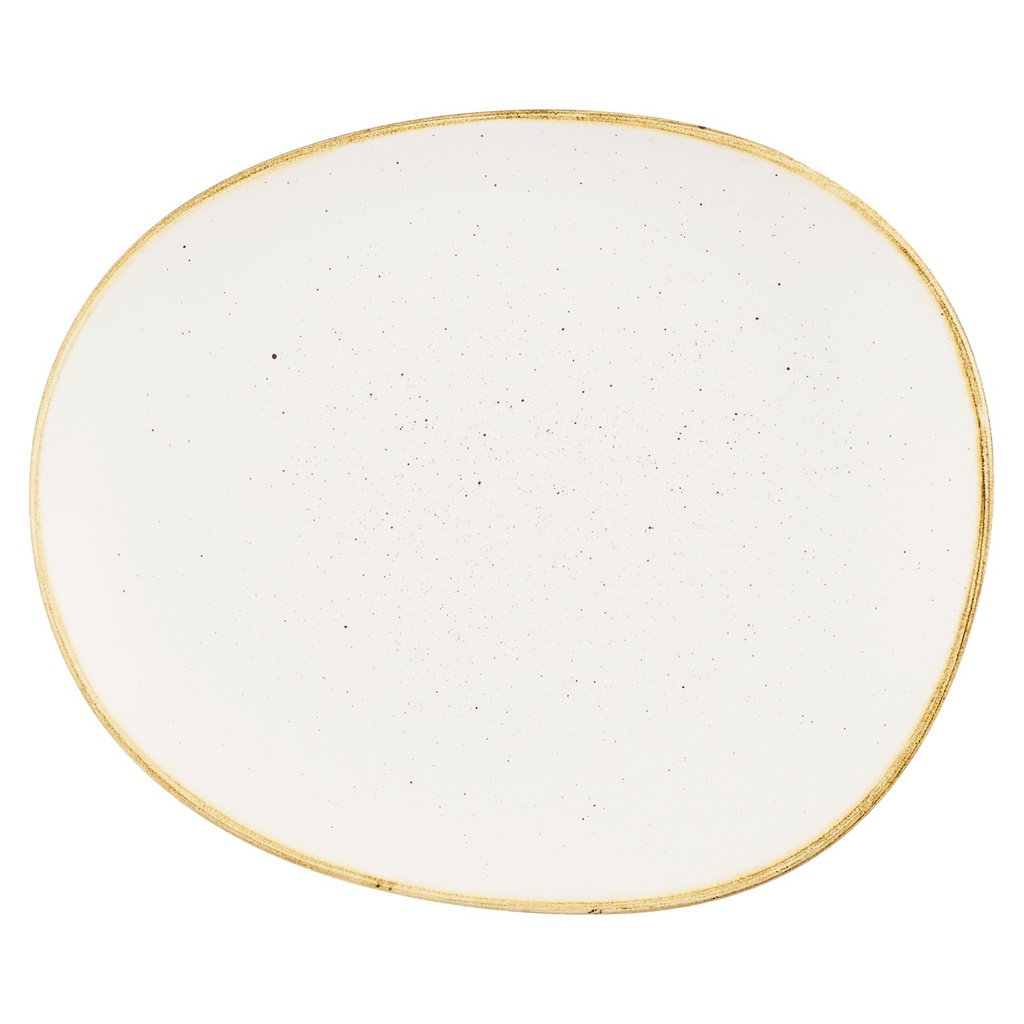 Bord plat coupe organic 18.5x15.5cm Stonecast Barley White Churchill