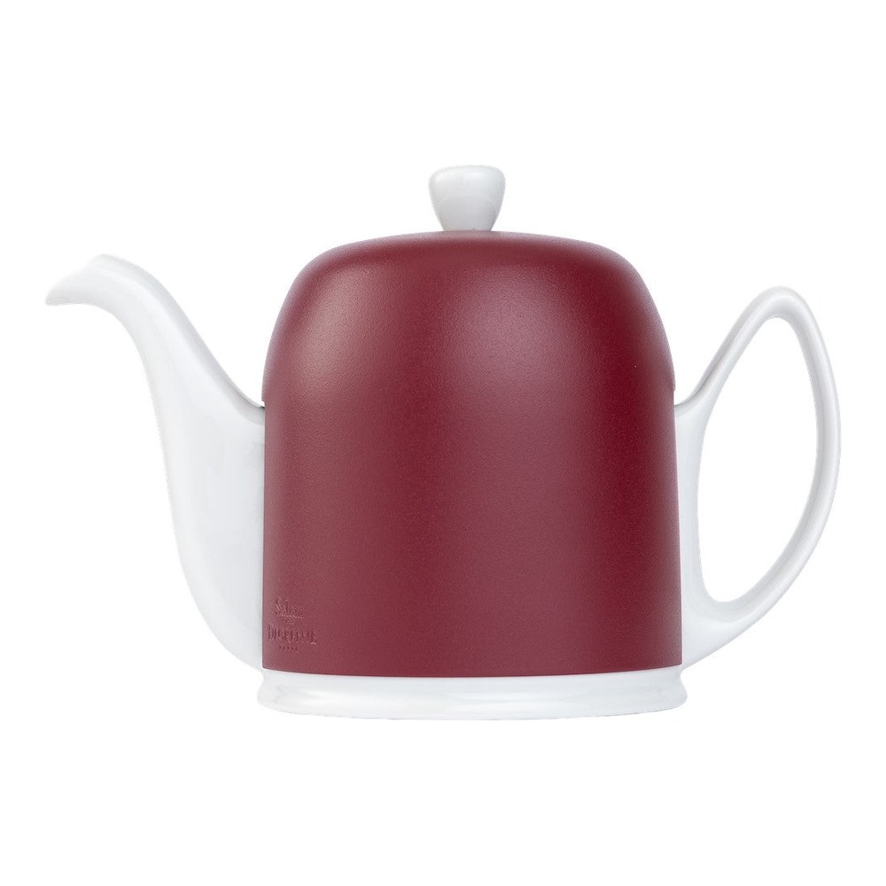 Theepot 100.0cl Salam white cloche burgundy Guy Degrenne