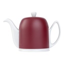 Theepot 100.0cl Salam white cloche burgundy Guy Degrenne