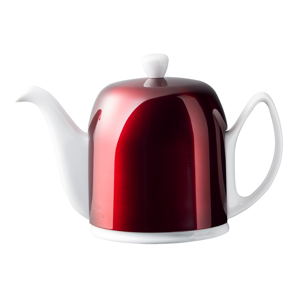 Theepot 100.0cl Salam white cloche red metallic Guy Degrenne