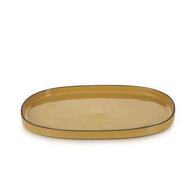 Bord ovaal wallled 35.5x21.8cm Caractère tumeric