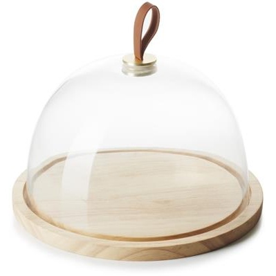 Stolp/cloche m/plateau 30.0x(h)25.0cm revol hout