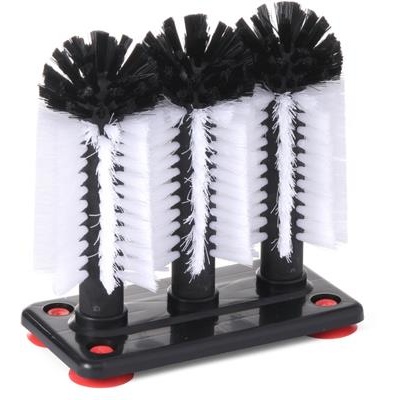 Glazenspoelborstel 3 borstels hendi zwart