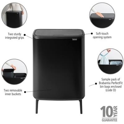 Prullenbak 2x30.0l Bo touch Brabantia zwart