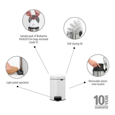 Prullenbak 3.0l NewIcon Brabantia white