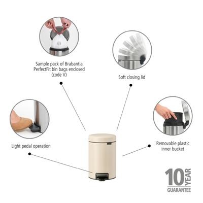 Prullenbak 3.0l NewIcon Brabantia beige