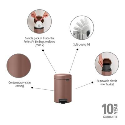 Prullenbak 3.0l NewIcon Brabantia satin taupe