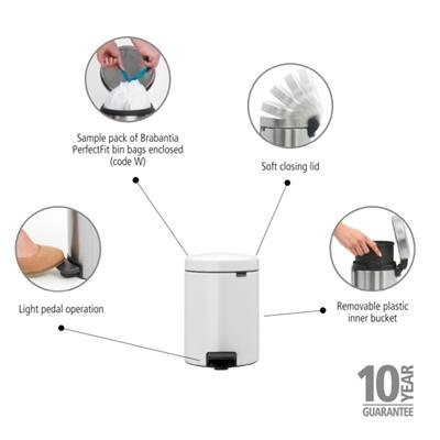 Prullenbak 5.0l NewIcon Brabantia white