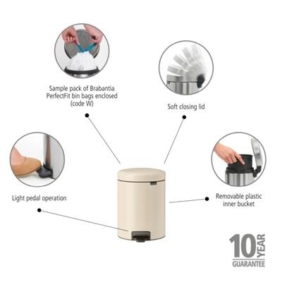 Prullenbak 5.0l NewIcon Brabantia beige