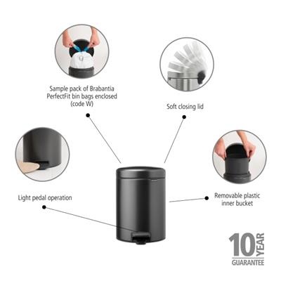 Prullenbak 5.0l NewIcon Brabantia confident grey