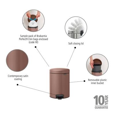 Prullenbak 5.0l NewIcon Brabantia satin taupe