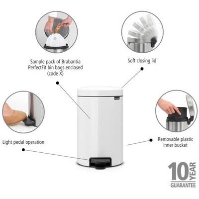 Prullenbak 12.0l NewIcon Brabantia white