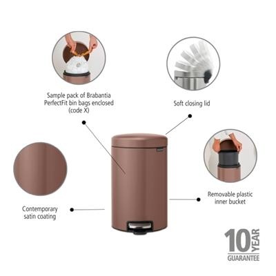 Prullenbak 12.0l NewIcon Brabantia satin taupe