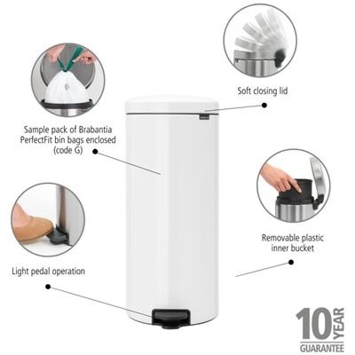 Prullenbak 30.0l NewIcon Brabantia white