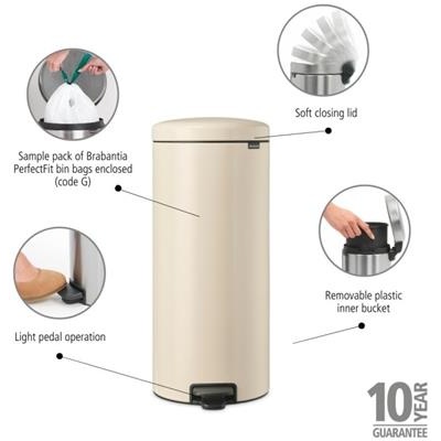 Prullenbak 30.0l NewIcon Brabantia beige