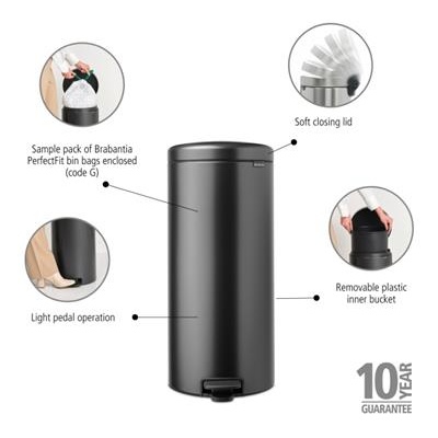 Prullenbak 30.0l NewIcon Brabantia mineral grey