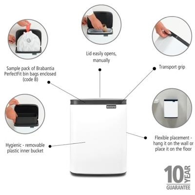 Prullenbak 7.0l Bo Brabantia white