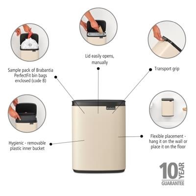 Prullenbak 7.0l Bo Brabantia soft beige