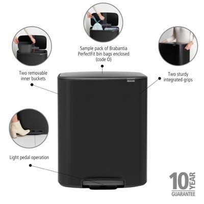 Prullenbak 2x30.0l Bo Brabantia matt black