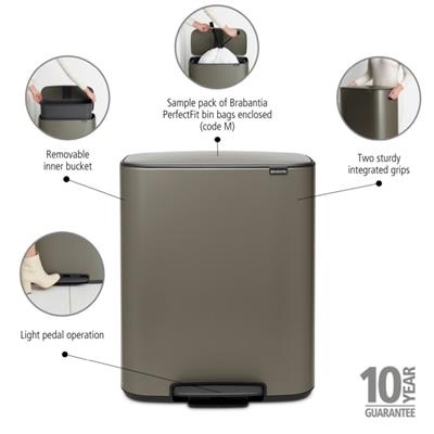 Prullenbak 60.0l Bo Brabantia platinum