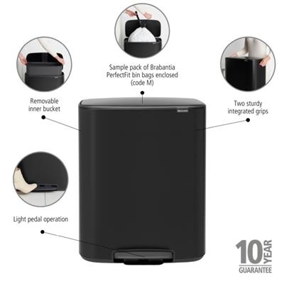 Prullenbak 60.0l Bo Brabantia matt black