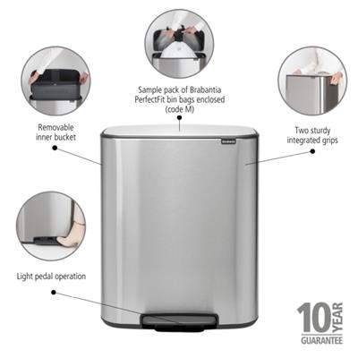 Prullenbak 60.0l Bo Brabantia fpp matt steel