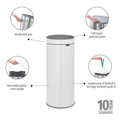 Prullenbak 30.0l Bo t Brabantia white