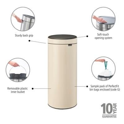 Prullenbak 30.0l Bo t Brabantia soft beige