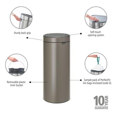 Prullenbak 30.0l Bo t Brabantia platinum