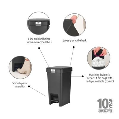 Prullenbak StepUp 10.0l Brabantia dark grey