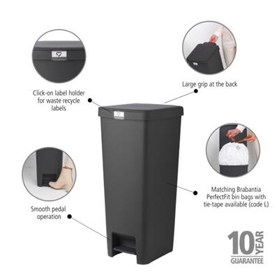 Prullenbak StepUp 40.0l Brabantia dark grey