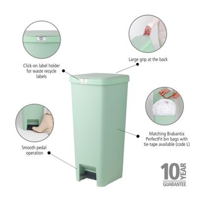 Prullenbak StepUp 40.0l Brabantia jade green