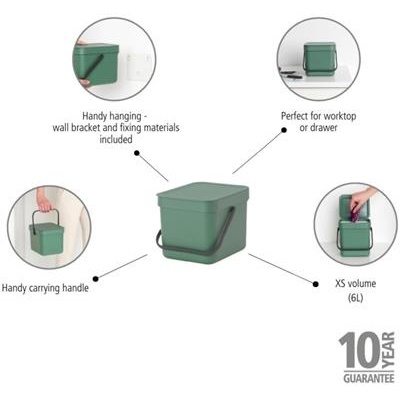 Prullenbak sort&go 6.0l Brabantia fir green
