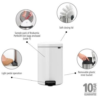 Prullenbak 20.0l NewIcon Brabantia white