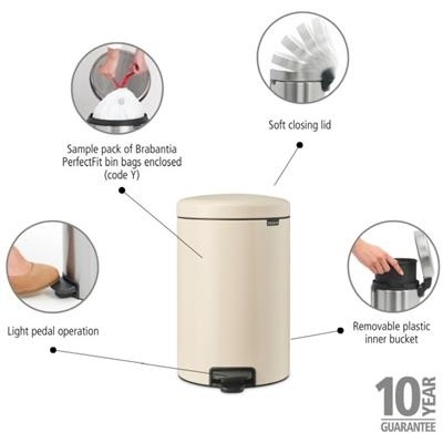 Prullenbak 20.0l NewIcon Brabantia soft beige