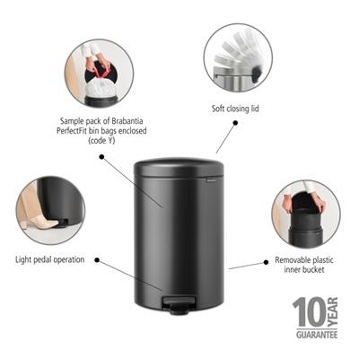Prullenbak 20.0l NewIcon Brabantia confident grey