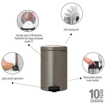 Prullenbak 20.0l NewIcon Brabantia platinum